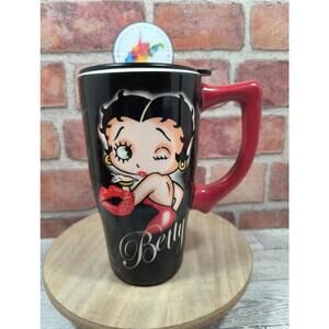 2007 Insulated Travel Mug Betty Boop Kiss Ceramic Tall Coffee Cup Collector NWT